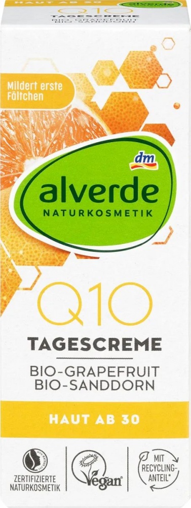 Alverde Denní pleťový krém Q10 s bio grapefruitem a bio rakytníkem řešetlákovým