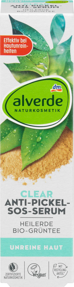 Alverde Sérum Proti Akné SOS Clear s Léčivým Bahnem a Bio Zeleným Čajem