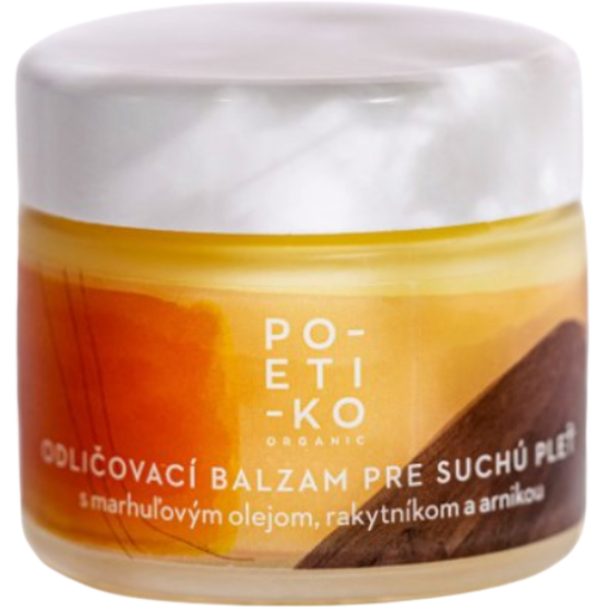 POETIKO organic odličovací balzám pro suchou pleť s Meruňkovým Olejem, Rakytníkem a Arnikou