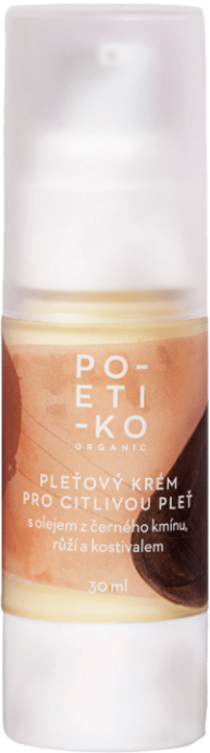 POETIKO organic pleťový krém pro citlivou pleť s Olejem z Černé Kmínu, Růží a Kostivalem