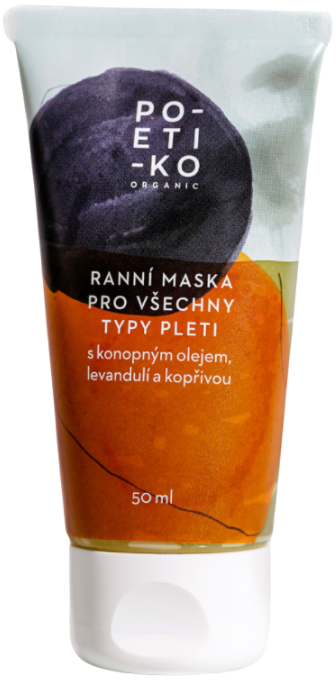 POETIKO organic ranní maska pro všechny typy pleti s Konopným Olejem, Levandulí a Kopřivou