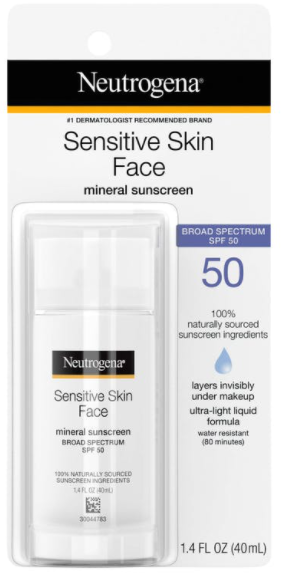 Neutrogena Sensitive Skin Face Mineral Sunscreen SPF 50