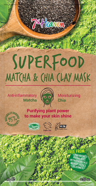 7th Heaven Jílová pleťová maska Superfood Matcha & Chia
