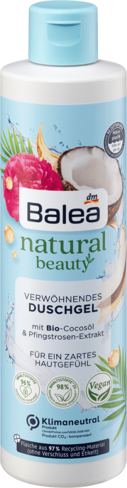 Balea Sprchový gel natural beauty s bio kokosovým olejem a extraktem z pivoněk