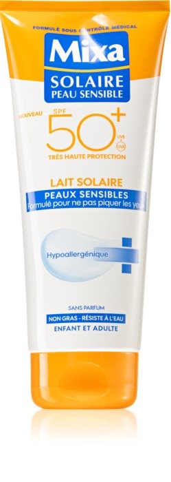 MIXA Lait Solaire Opalovací mléko na obličej a tělo pro citlivou pokožku SPF 50+