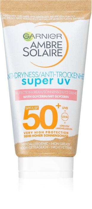 Garnier Ambre Solaire Anti-Dryness Super UV Opalovací mléko na obličej SPF 50+
