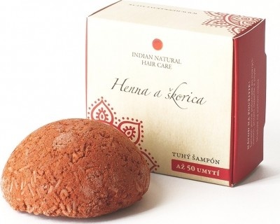 Indian Natural Hair Care HENNA & skořice Tuhý šampon