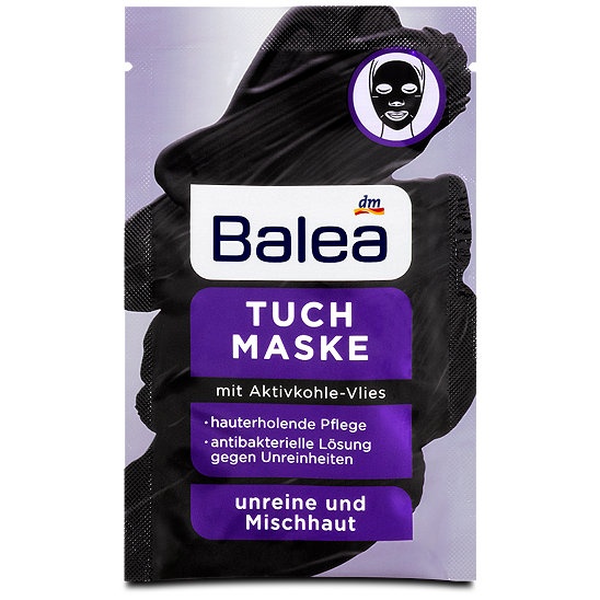 Balea textilní pleťová maska s vláknem s aktivním uhlím