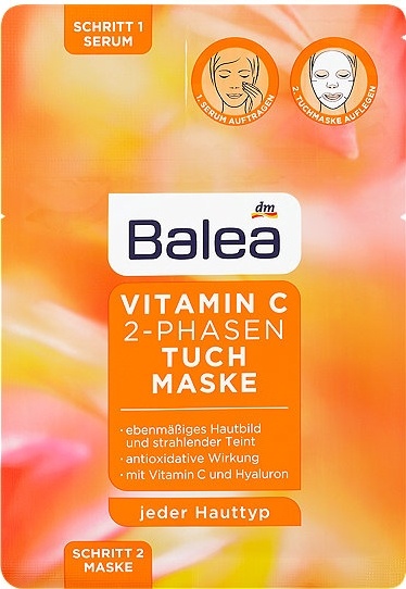 Balea textilní 2-fázová pleťová maska Vitamin C