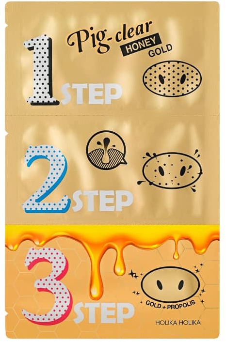 Holika Holika Pig Nose Clear Black Head 3-Step Kit (Honey Gold)