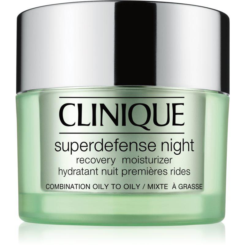 Clinique Superdefense™ Night Recovery Moisturizer hydratační noční krém proti vráskám pro mastnou a smíšenou pleť