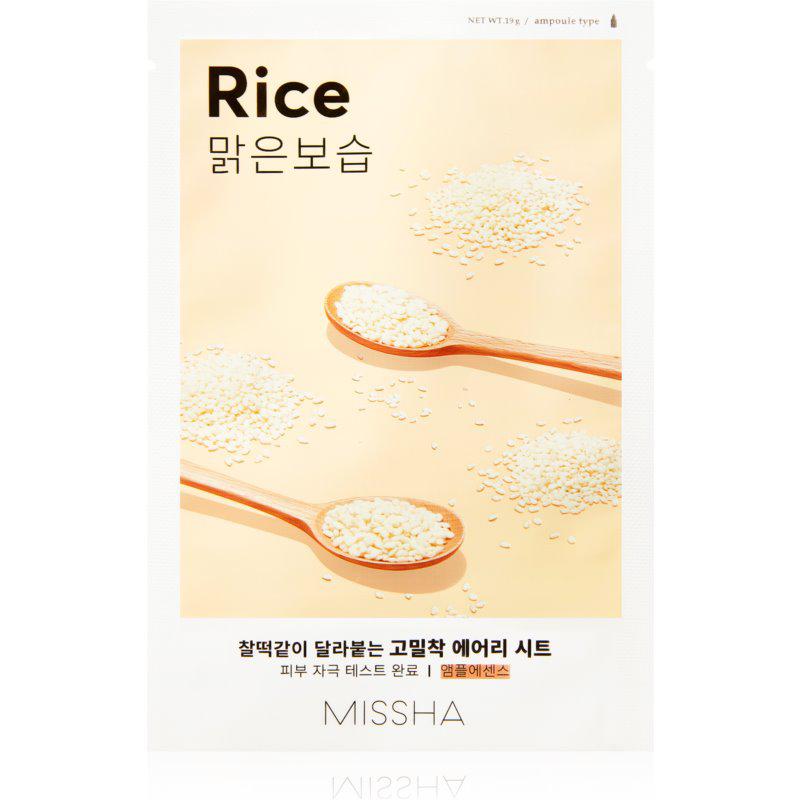 Missha Airy Fit Rice plátěná maska s čistícím a osvěžujícím účinkem