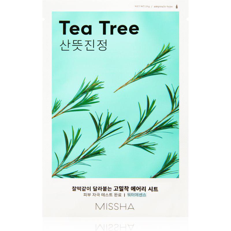 Missha Airy Fit Tea Tree plátěná maska s čistícím a osvěžujícím účinkem pro citlivou pleť