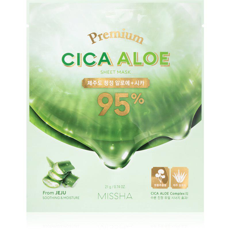 Missha Premium Cica Aloe plátěná maska s čistícím a osvěžujícím účinkem s aloe vera