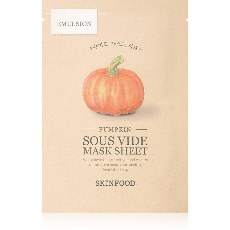 Skinfood Sous Vide Pumpkin zpevňující plátěnková maska na kontury obličeje pro rozjasnění pleti