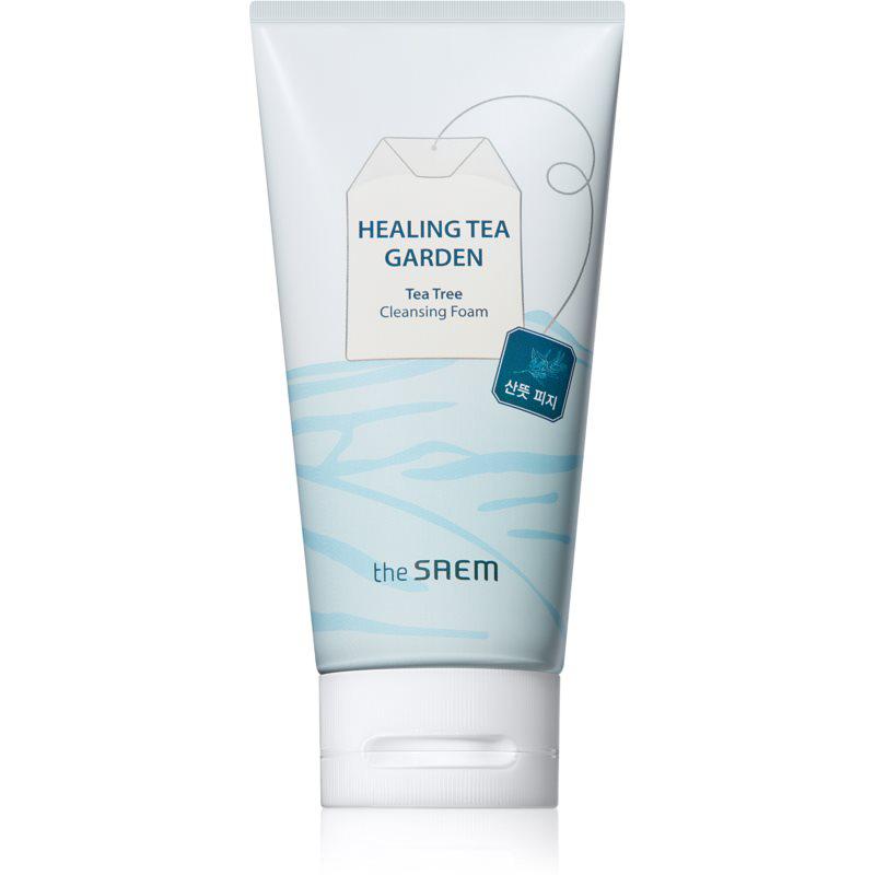 The Saem Healing Tea Garden Tea Tree čistící pěna vyrovnávající tvorbu kožního mazu pro citlivou pleť